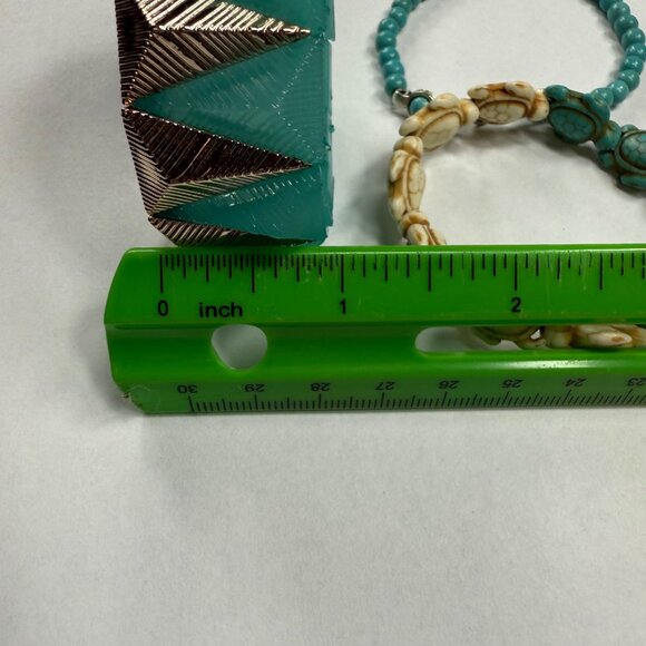 Set Of 3 Women Bracelets - Beaded Stretch Assortment Turtles Geometric Shapes - Picture 14 of 16